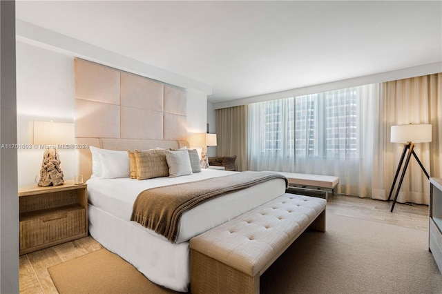 bedroom featuring light hardwood / wood-style floors