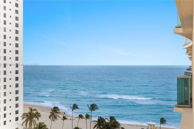 view of water feature featuring a beach view