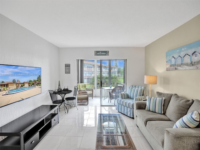 view of tiled living room