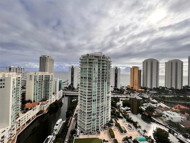 city view with a water view