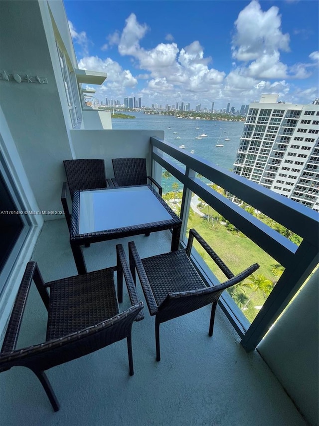 balcony with a water view