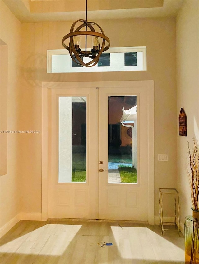 entryway featuring french doors