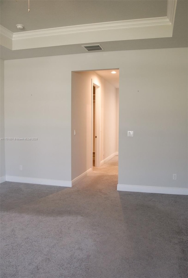 5231 NW Iredell St, Port St Lucie, FL 34986 - spare room featuring ornamental molding, a raised ceiling, carpet, and baseboards