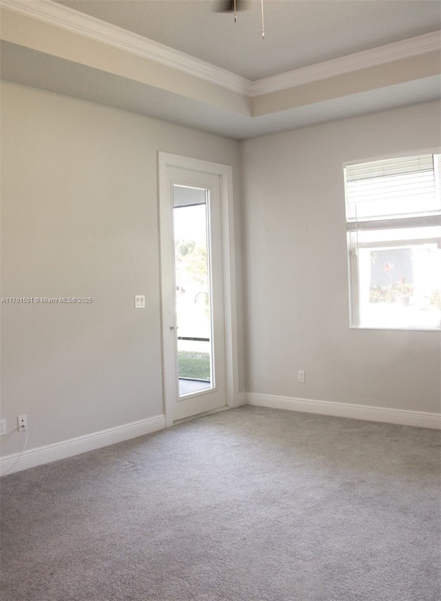 5231 NW Iredell St, Port St Lucie, FL 34986 - spare room featuring ornamental molding, carpet flooring, baseboards, and a ceiling fan