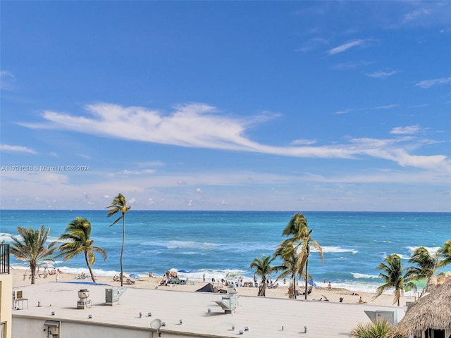 view of water feature featuring a beach view