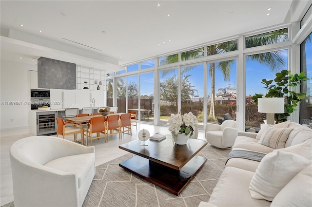 sunroom / solarium with wine cooler