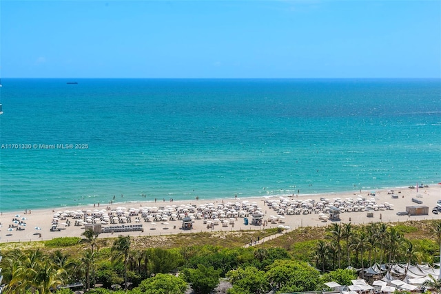 view of water feature with a view of the beach