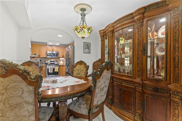 view of tiled dining area