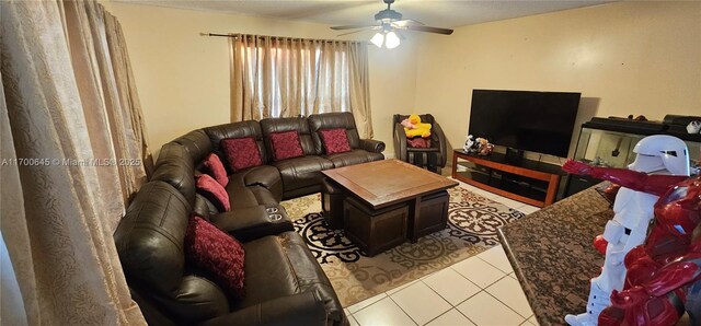 17352 SW 18th St, Miramar, FL 33029 - living area featuring ceiling fan and light tile patterned floors