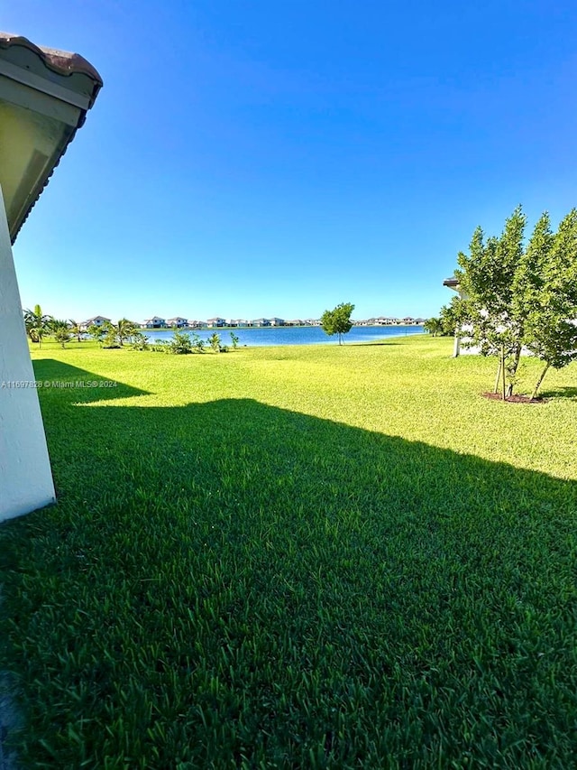 view of yard featuring a water view