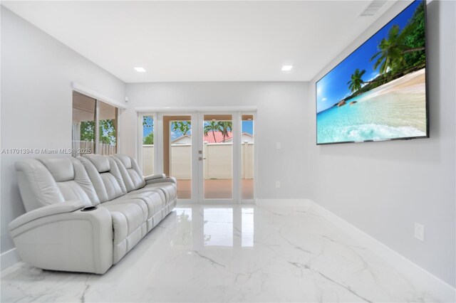 living room with french doors