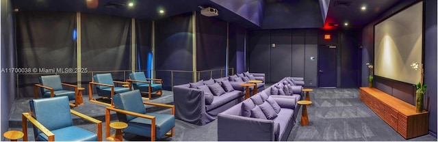 1300 Brickell Bay Dr Unit 604, Miami, FL 33131 - carpeted home theater with a decorative wall