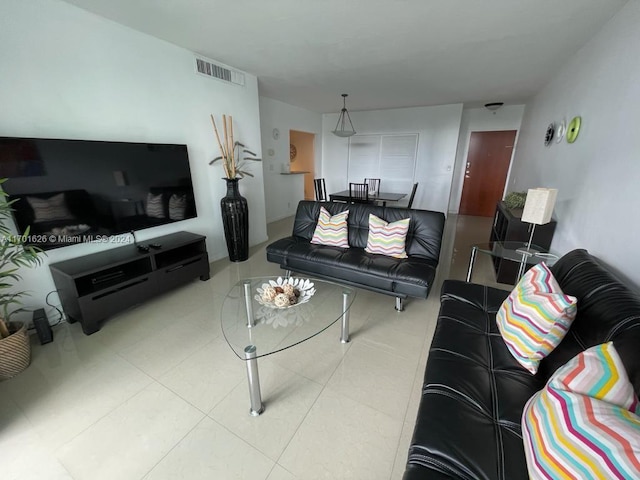 view of tiled living room