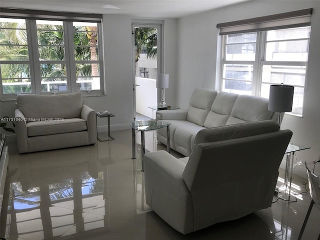 view of tiled living room