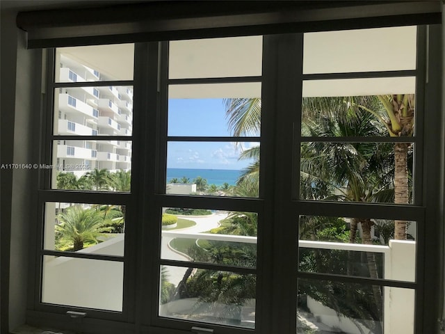 doorway to outside featuring a wealth of natural light and a water view