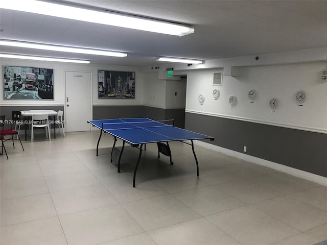 recreation room featuring tile patterned flooring