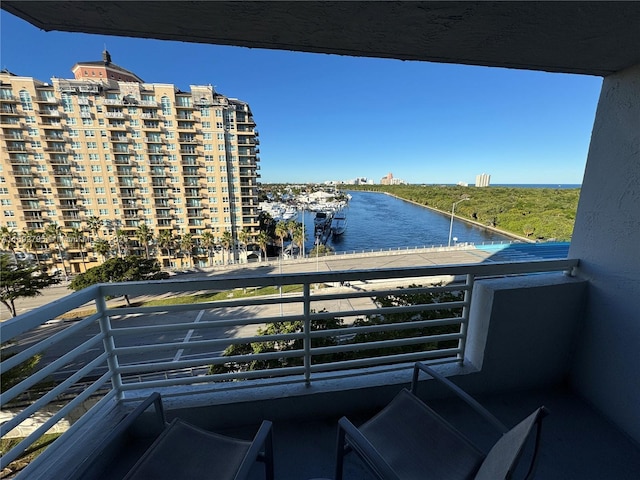 balcony with a water view