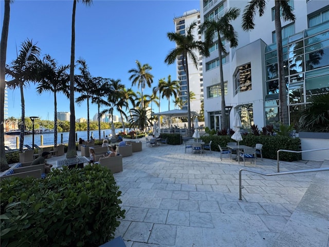 view of community featuring a water view