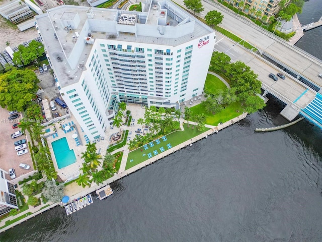 bird's eye view featuring a water view