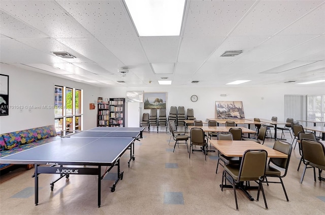 playroom featuring a drop ceiling