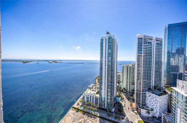 property view of water featuring a view of city