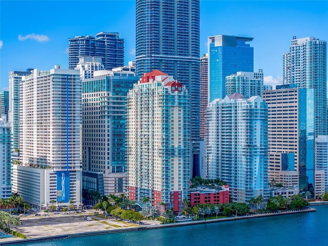 property's view of city with a water view