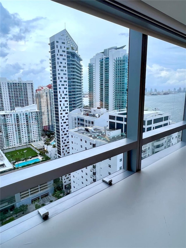 balcony with a water view