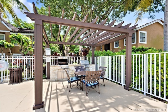 view of patio / terrace with area for grilling and a pergola