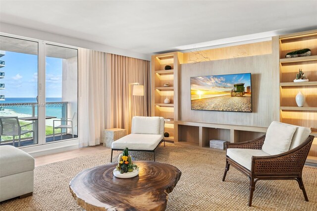 102 24th St Unit 1215, Miami Beach, FL 33139 - living room with a water view and wood finished floors