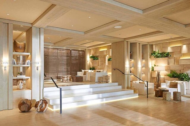 102 24th St Unit 1215, Miami Beach, FL 33139 - community lobby featuring coffered ceiling and beam ceiling