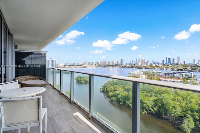 balcony with a water view