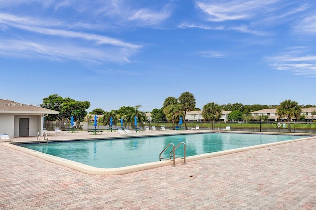 view of swimming pool featuring a patio