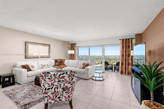 view of tiled living room