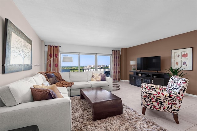 view of tiled living room