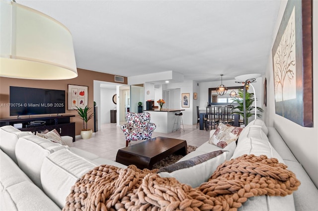 view of tiled living room