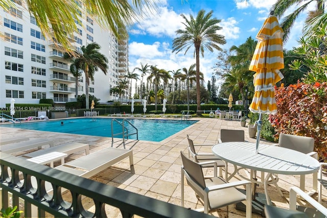 view of swimming pool featuring a patio