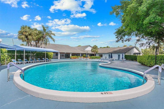 view of pool featuring a patio area