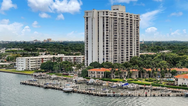 view of property with a water view