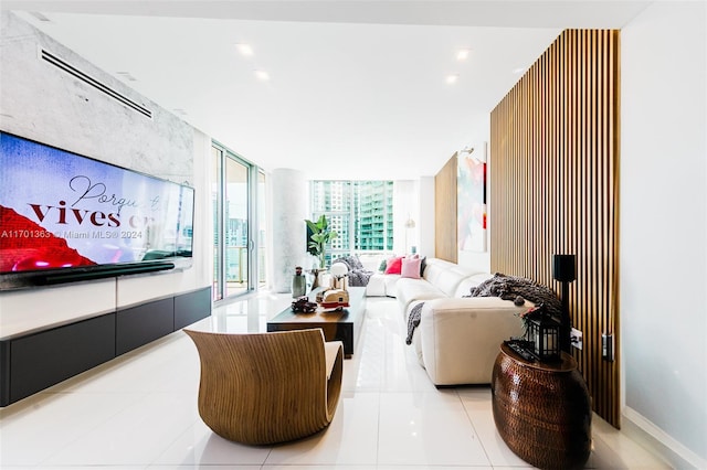 view of tiled living room