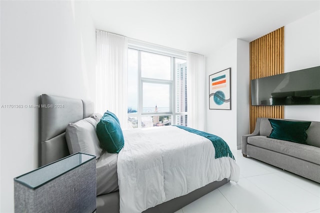 bedroom featuring tile patterned floors