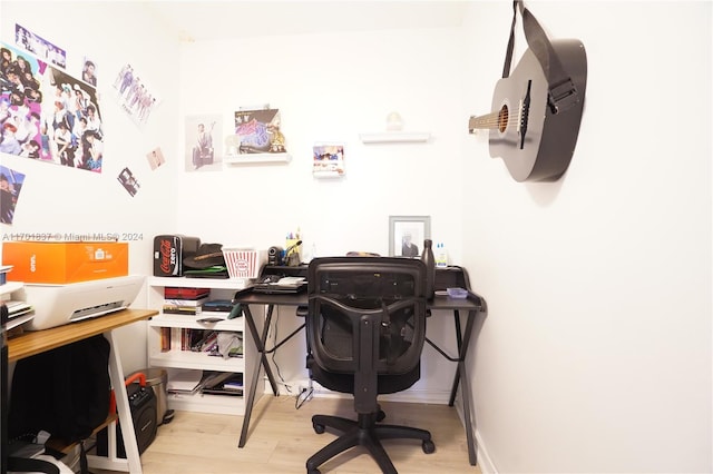 office area featuring light hardwood / wood-style flooring