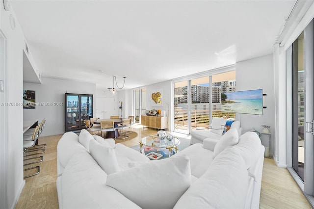 living room featuring light hardwood / wood-style flooring