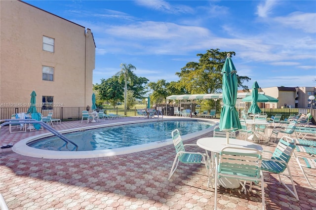 view of pool featuring a patio area