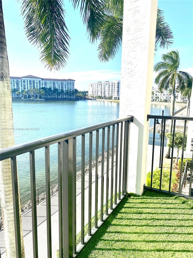 balcony with a water view