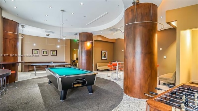 rec room featuring carpet and pool table