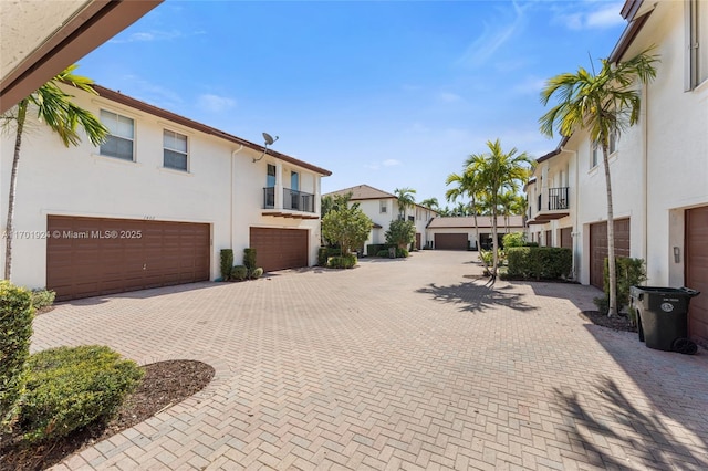 exterior space with a garage