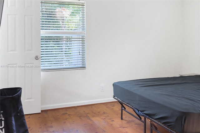 bedroom with hardwood / wood-style flooring