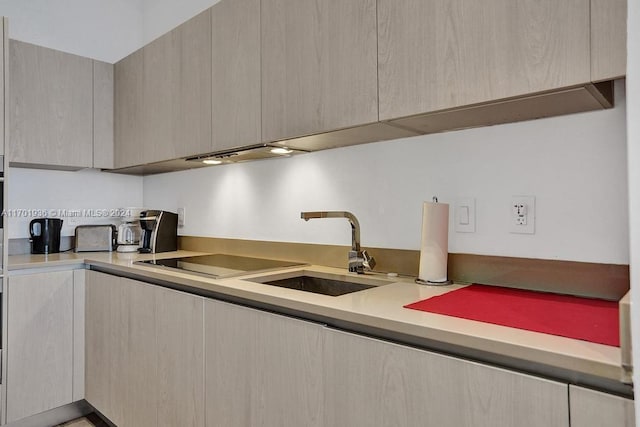 kitchen featuring light brown cabinetry and sink