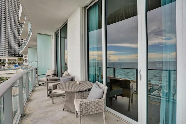 balcony with a water view