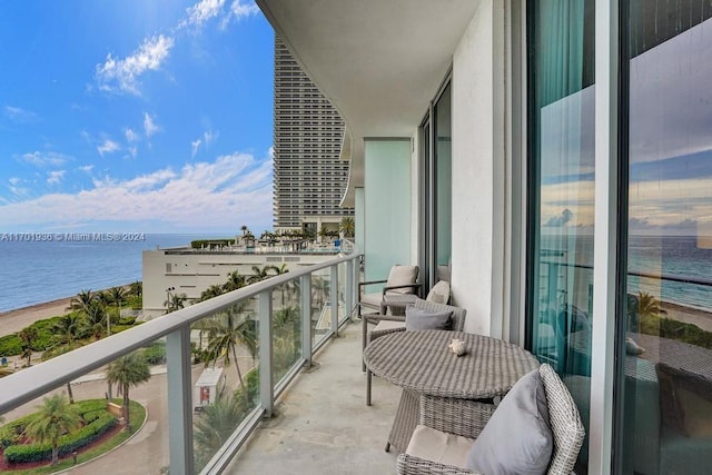 balcony with a water view